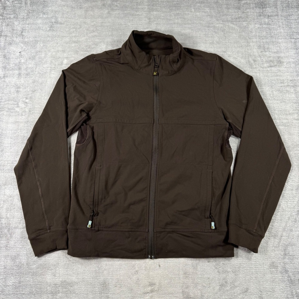 Lululemon Jacket Mens Brown Full Zip Athletic Mock Neck Mesh Vents Performance